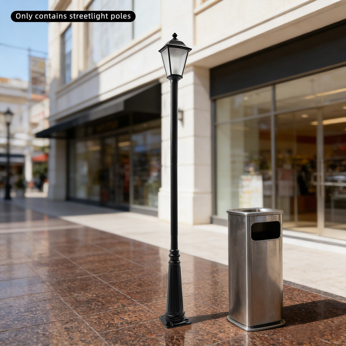 Poteau de lampadaire de jardin 3,80 m en fer noir, style classique