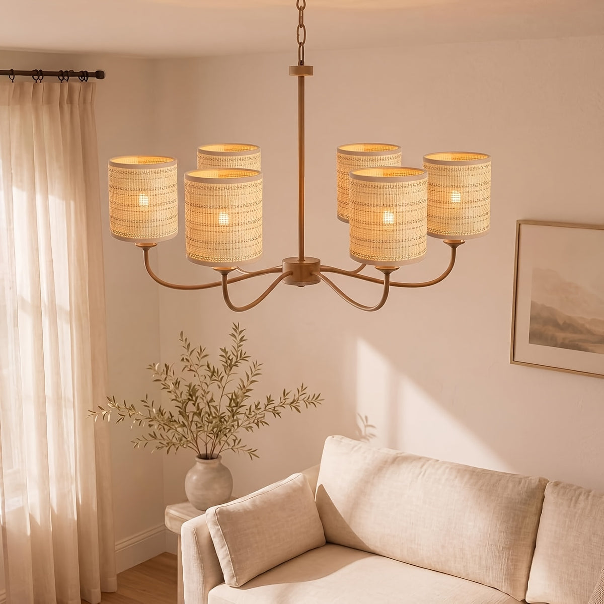 Lot de 3 abat-jour tambour à pince, tissage naturel, 13 x 13 cm
