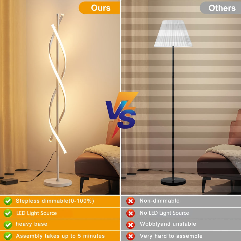 Lampadaire spirale LED double hélice à quatre teintes, 152 cm