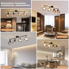 Plafonnier spots orientables 2, 3 ou 4 globes en verre fumé, E14