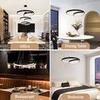 Lustre LED spirale à deux niveaux Ø 40 cm, blanc ou noir, 34 W