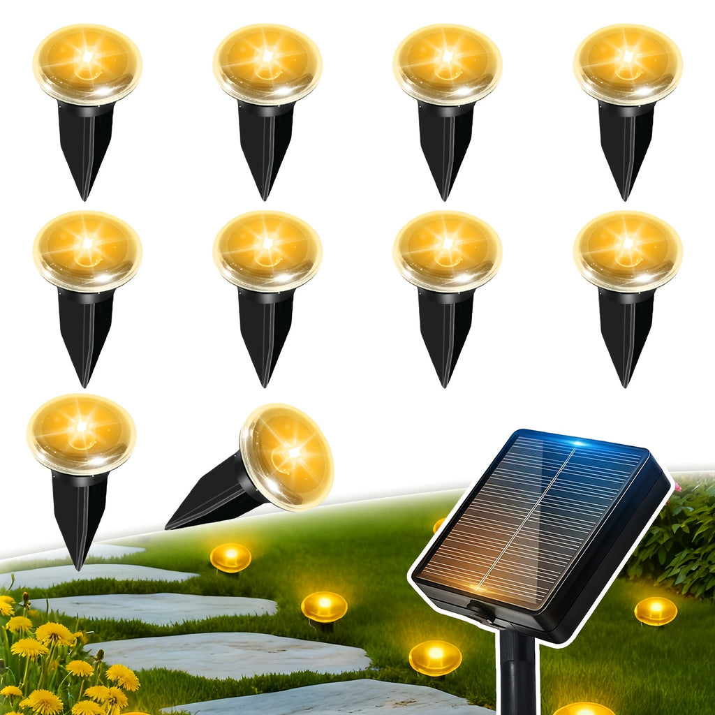 Guirlande solaire de jardin à spots ronds sur piquets, 10 modes
