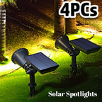Spot solaire orientable 9 LED à piquet ou mural, IP65, lot de 4