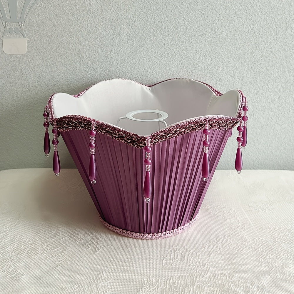 Abat-jour plissé violet prune à pendeloques en gouttes, Ø 25 cm