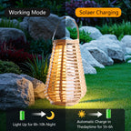 Lanterne solaire en cordelette tressée beige, bougie LED, IP44