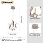 Suspension LED à lames courbes dorées, couronne ou barre trois teintes