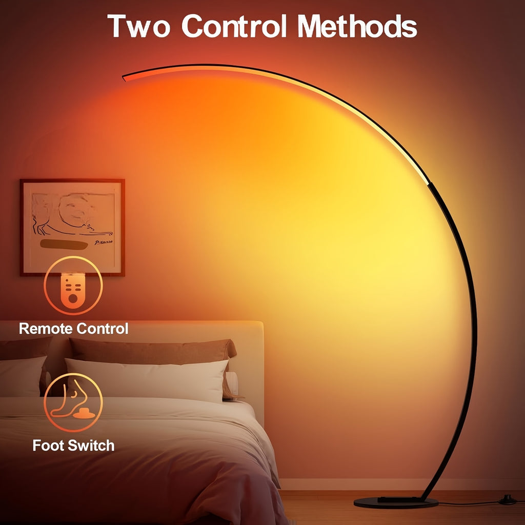 Lampadaire arc LED RVB 165 cm, couleurs et blancs réglables