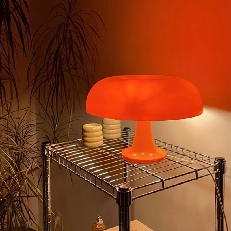 Petite lampe champignon orange vif, 25 cm, branchement USB