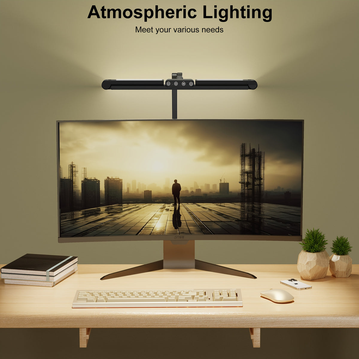 Lampe de bureau à pince d'architecte 24 W, barre LED de 58 cm