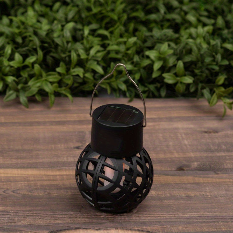 Lot de 5 lanternes solaires boule noire à effet flamme, à anse