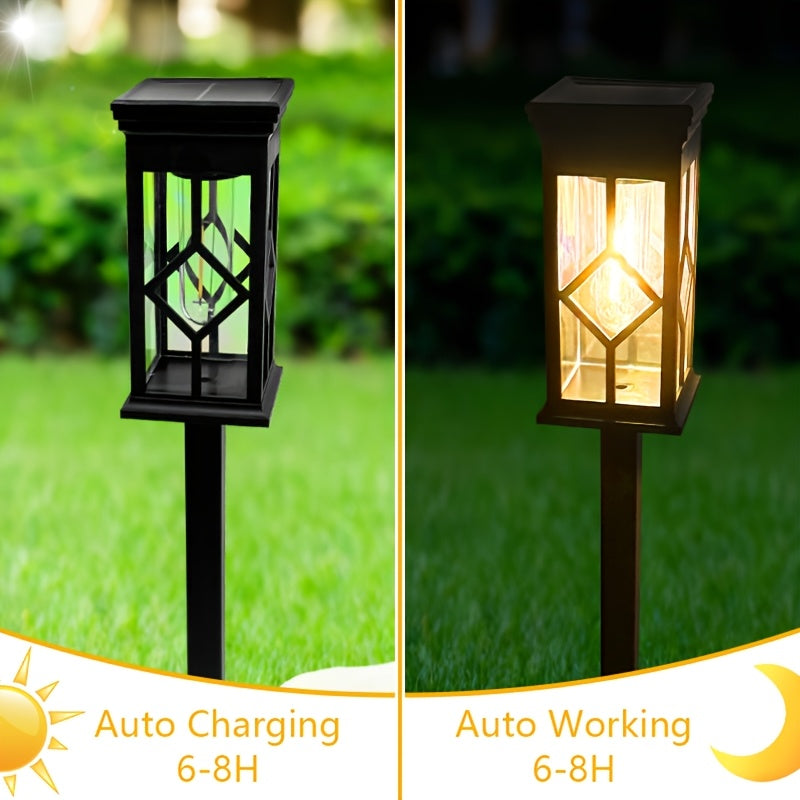 Lampe solaire lanterne à croisillons en losange, lot de 4, 43,5 cm