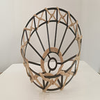 Abat-jour cage vintage en métal noir et corde de chanvre, Ø 30 cm