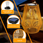 Lot de 2 lanternes solaires tressées effet rotin, 32 cm, IP65