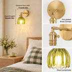 Applique murale sans fil rechargeable, tulipe de verre vert, RVB