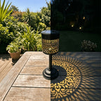Lampe de table solaire en métal ajouré, lueur chaude, 26 cm