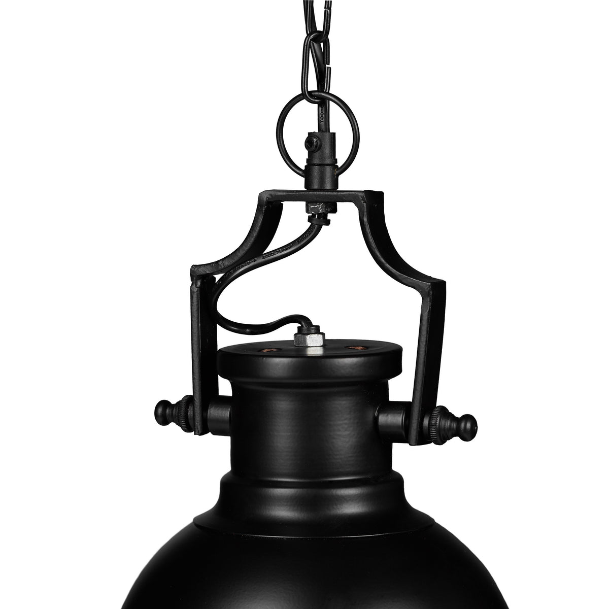 Suspension noire sur chaîne, dôme Ø 21 cm à intérieur cuivré