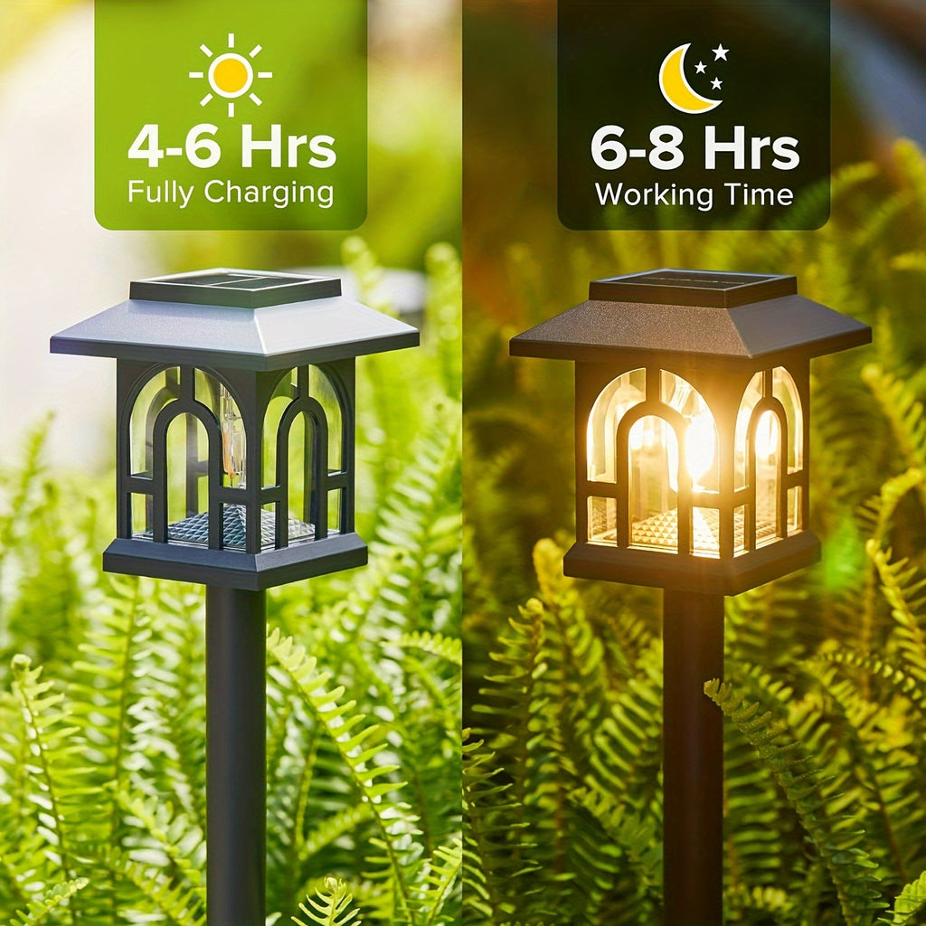 Lot de 8 balises solaires lanterne à filament LED, 38,8 cm