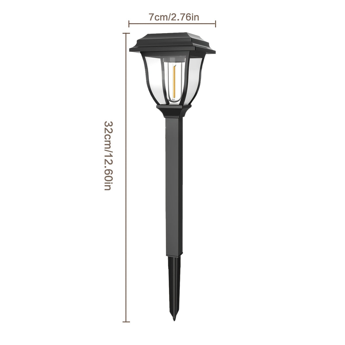 Lanterne solaire vintage à ampoule filament, 32 cm, IP44, lot de 6