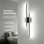 Applique murale LED double barre noire de 60 cm, blanc neutre