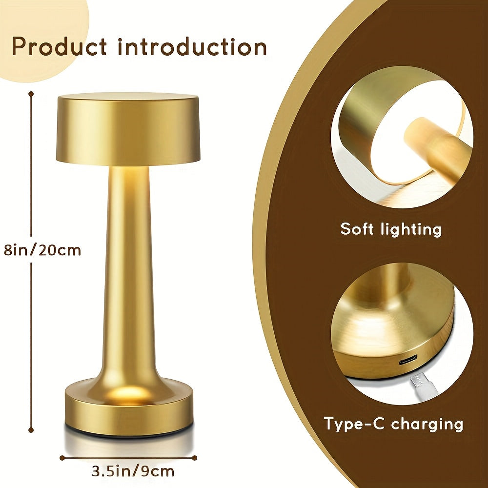 Lampe de table sans fil bistrot en métal, lot de 2 ou de 4