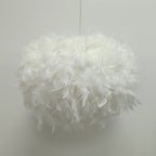 Grand abat-jour en plumes blanches pour suspension, Ø 50 x H 30 cm