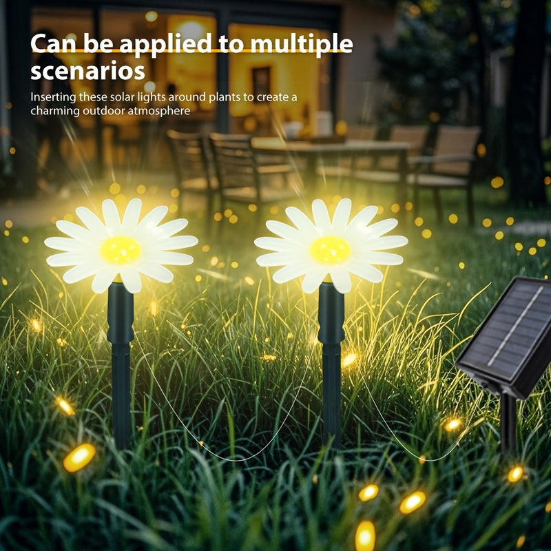 Guirlande solaire marguerites sur piquets, IP44, 10 à 40 LED