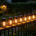 Lanterne solaire boule à effet flamme 12 LED, IP44, lot de 4