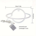 Néon LED planète bicolore à piles ou USB, 30 x 17 cm, 3 coloris