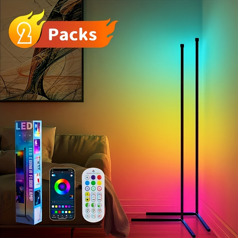 Lampadaire d'angle LED 140 cm, blancs 2700 à 6000 K et couleurs
