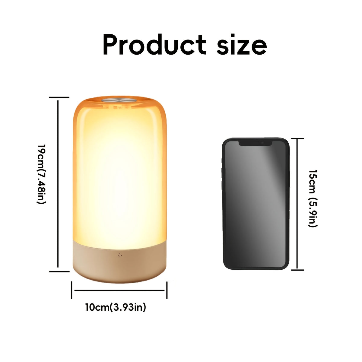 Lampe de chevet tactile RVB cylindrique, lumière d'ambiance USB