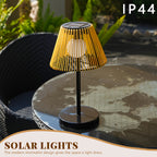 Lampe de table solaire d'extérieur à abat-jour en cordage kaki, IP44