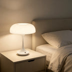 Lampe champignon sans fil rétro au chapeau anneau, blanche ou orange