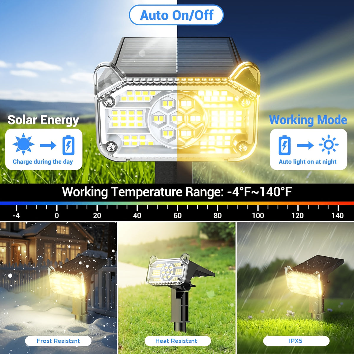 Spot solaire 68 LED à panneau orientable, blanc chaud, lot de 2 à 6