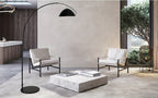 Lampadaire arc noir mat, dôme métal Ø 30 cm et portée réglable