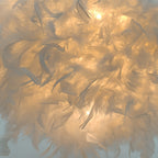 Grand abat-jour en plumes blanches pour suspension, Ø 50 x H 30 cm