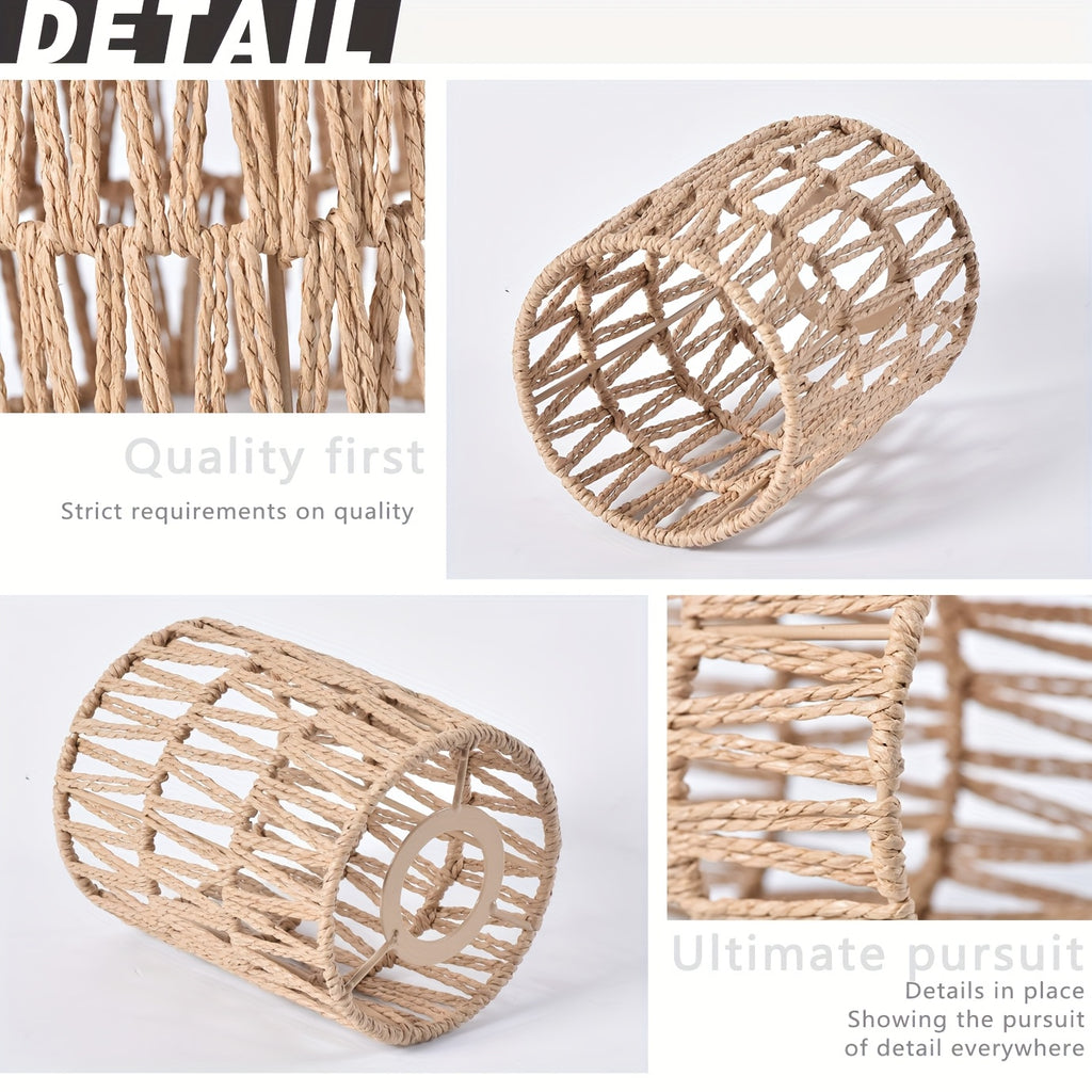 Mini abat-jour tube en papier tressé, noir ou crème, Ø 11,5 cm