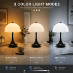 Lampe champignon sans fil à dôme nervuré, pied noir, blanc ou orange