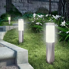 Lampe solaire tube à diffuseur opalin, noire ou argentée, lot de 2