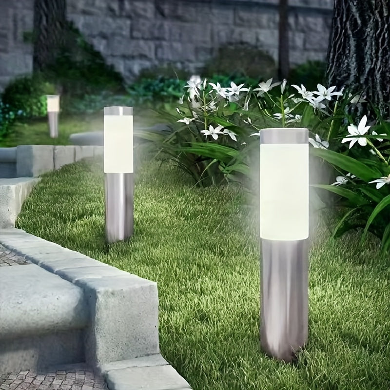 Lampe solaire tube à diffuseur opalin, noire ou argentée, lot de 2