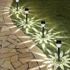 Lampe solaire sucette à tête facettée, rosaces au sol, lot de 8