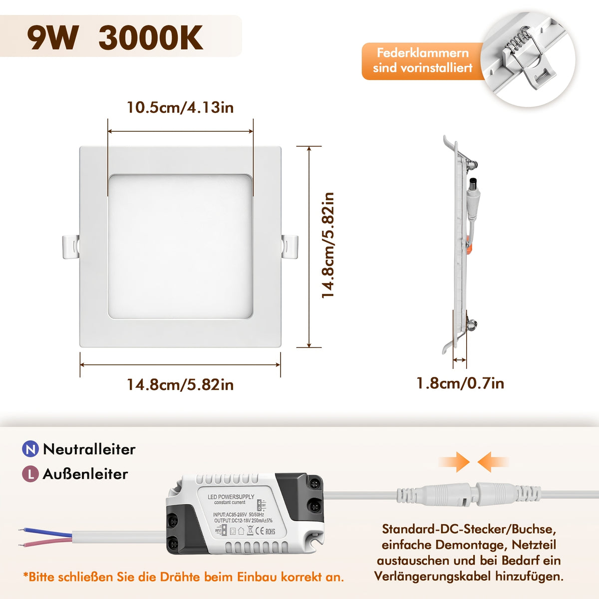9W-Blanc Chaud / 5 pièces