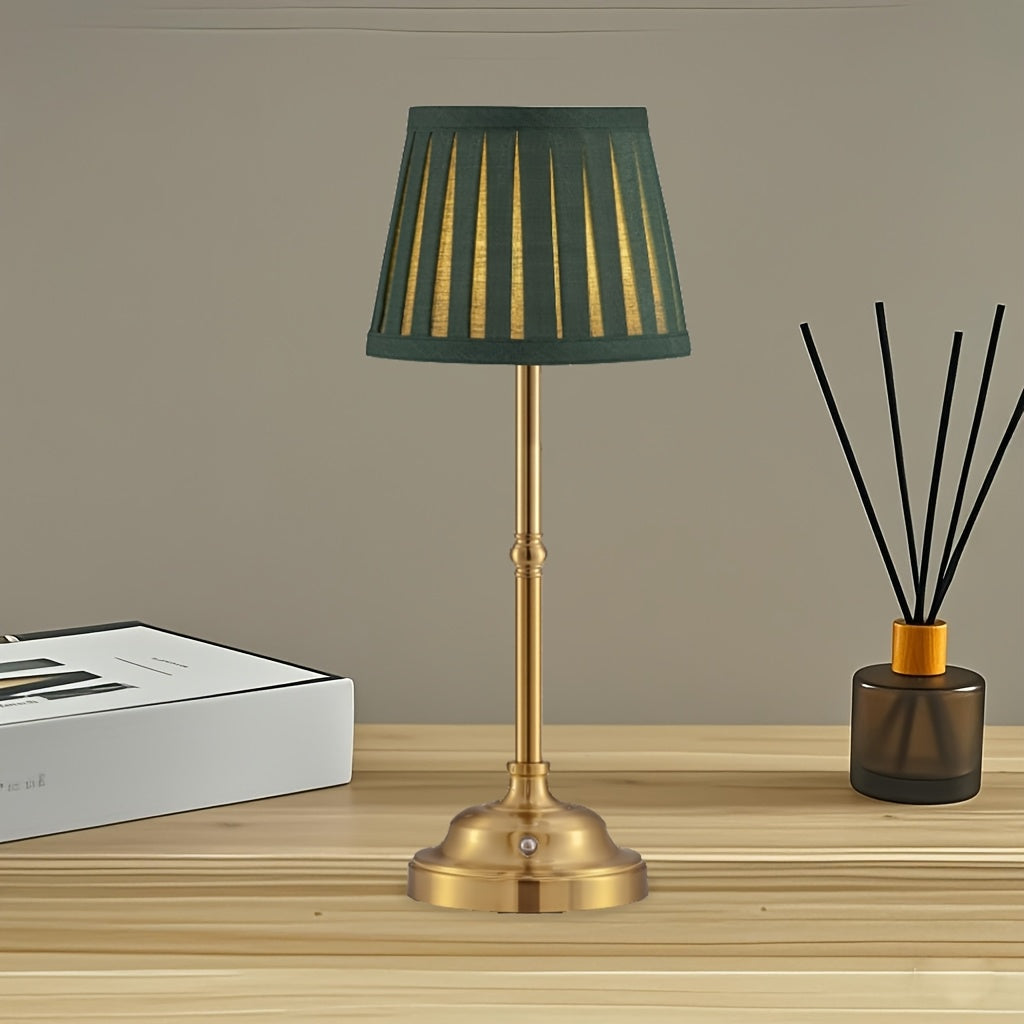 Lampe de table sans fil à abat-jour plissé vert ou crème, 40 cm