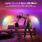 Lampadaire arc LED RVB à mode musique et blancs réglables, 165 cm