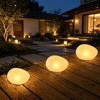 Galet lumineux solaire de 14 cm, lumière chaude pour massif