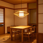 Grand abat-jour soucoupe en bambou tressé, style zen japonais