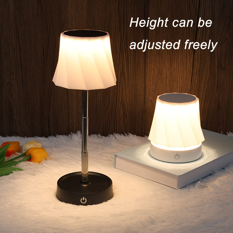 Lampe de chevet télescopique sans fil, abat-jour facetté torsadé