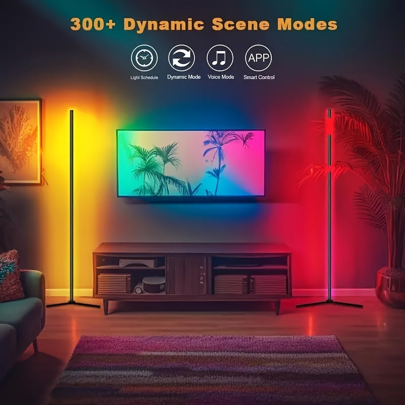 Lampadaire LED RVB 155 cm en aluminium sur trépied, appli