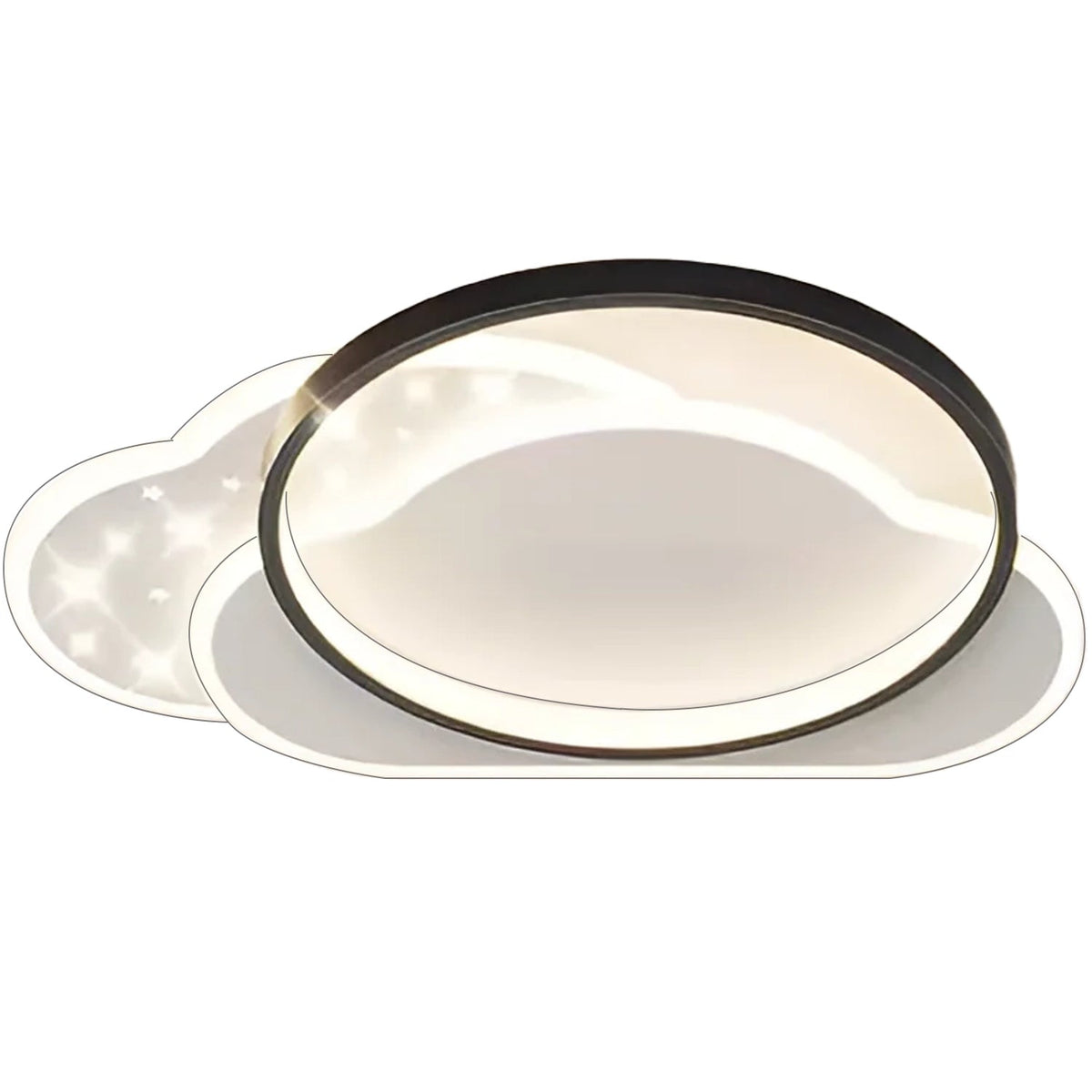 Plafonnier LED nuage étoilé cerclé de noir, 56 cm, télécommande