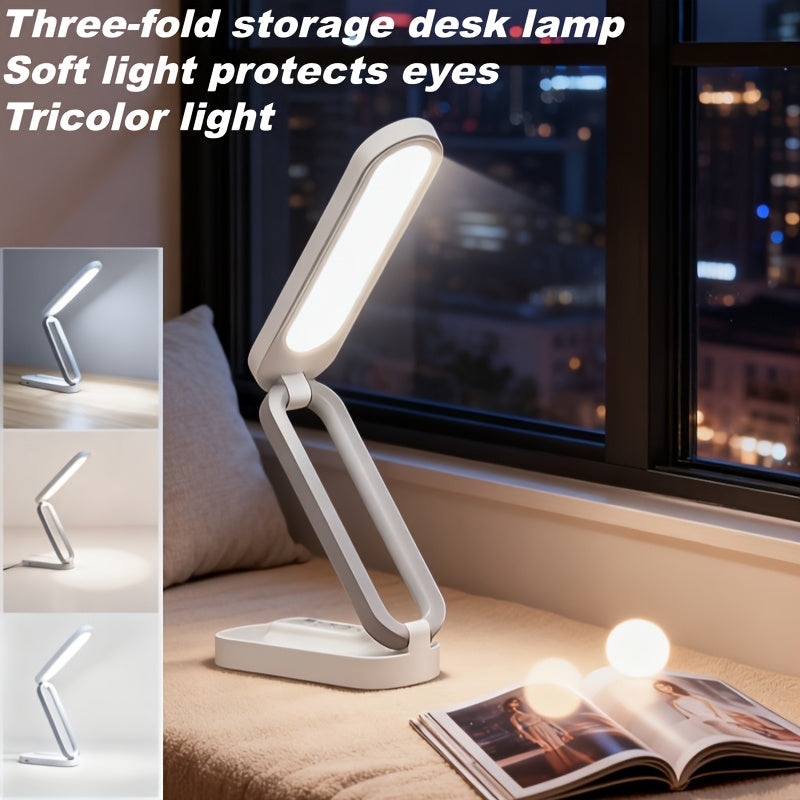 Lampe de bureau LED pliable sans fil, panneau tactile à 3 teintes
