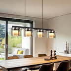 Suspension LED en verre fumé, 3 ou 4 lumières, blanc chaud 3000K